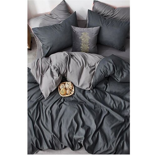 Mila Home Sivo-antracit pamučna posteljina za krevet za jednu osobu/s produženom plahtom 160x220 cm - Slike