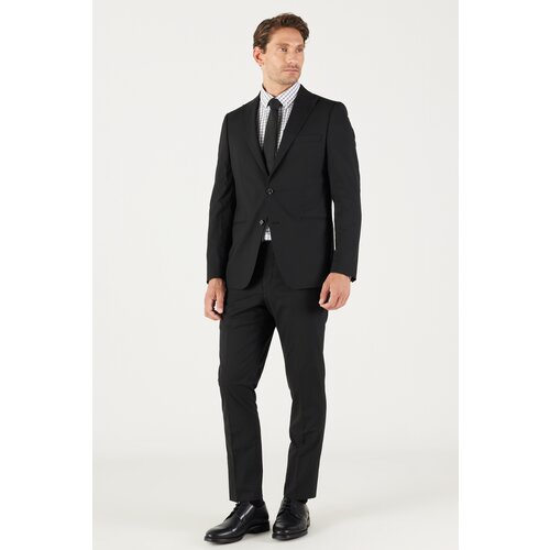 ALTINYILDIZ CLASSICS Men's Black Extra Slim Fit Slim Fit Black Sports Suit. Slike