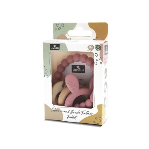 Lorelli silikonsko drvena glodalica za bebe rabbit - natural deep pink ( 10210850002 ) Cene