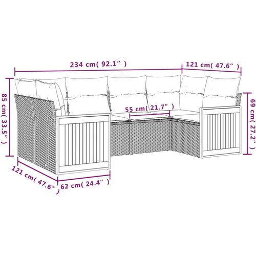 VidaXL 7-dijelni set vrtnih sofa sivi od poliratana Slike