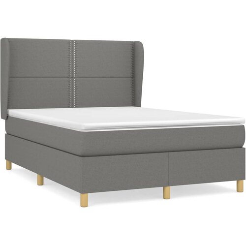 vidaXL Box spring posteljni z vzmetnico temno siv 140x190 cm blago, (20739569) Cene