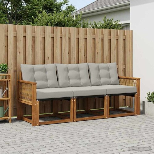  Set vanjskih sofa 3 kom. Prirodna i svjetlosiva Slike