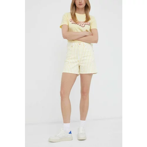 Wrangler Kratke hlače za žene, boja: žuta, s uzorkom, visoki struk