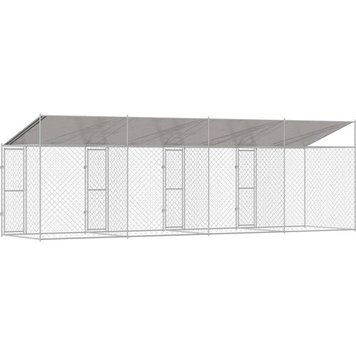  Kavez za psa s krovom Srebrno 800 x 200 x 256 cm Čelik i PE Slike