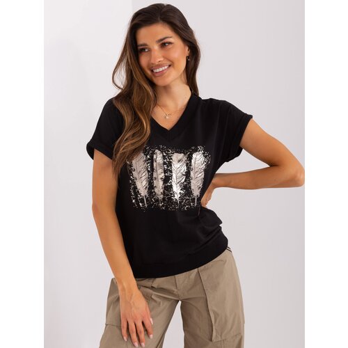 Fashion Hunters Black sweatshirt with print RUE PARIS Slike