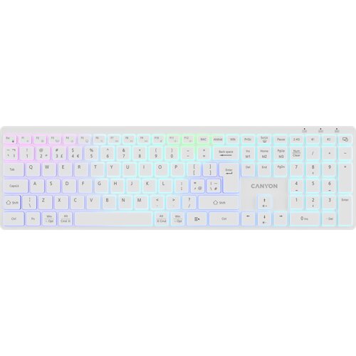 Canyon keyboard HKB-W11 UK/US RGB Dual Mode Wireless White Cijene