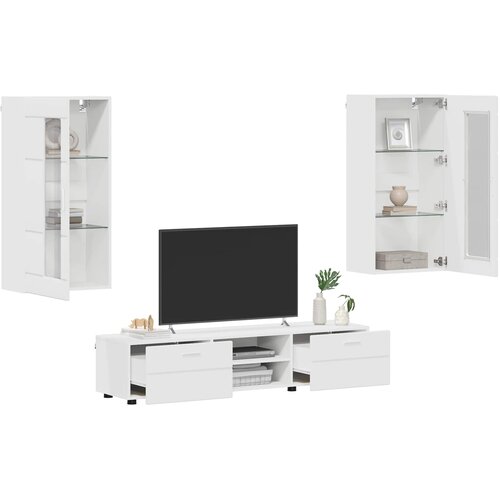  Set TV komoda s ladicama FLORIN 3 pcs Bijelo Konstruirano drvo Slike
