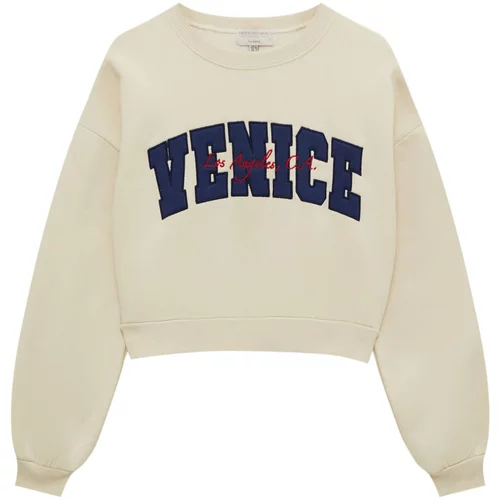 Pull&Bear Sweater majica ecru/prljavo bijela / morsko plava / krvavo crvena