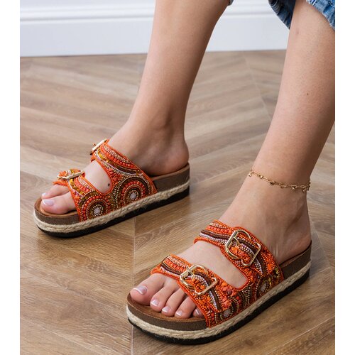 Gemre Orange ethnic sandals with buckles on the straps Zebrina Cene
