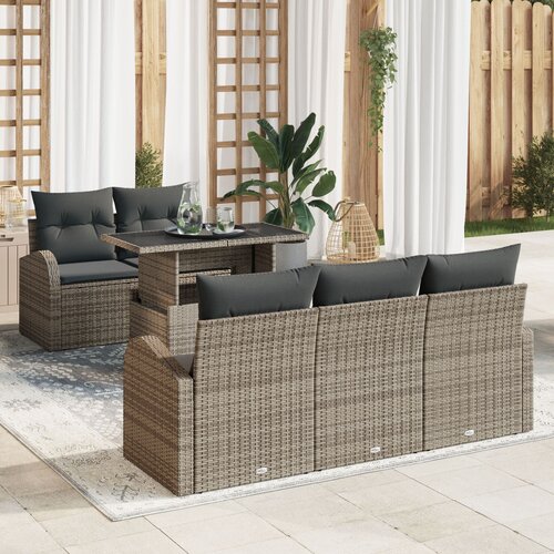 VidaXL 6-dijelni sofa set za vrt s jastučićima Siva Poli Ratan Slike
