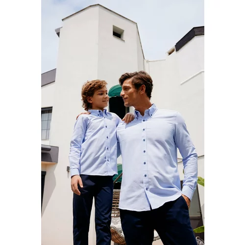 AC&Co / Altınyıldız Classics Men's Light Blue Buttoned Collar Tailored Slim Fit Oxford Shirt
