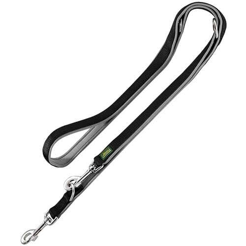 Hunter povodec z ročajem iz neoprena črno/siv - D 200 cm, Š 20 mm, nastavljiv Cene
