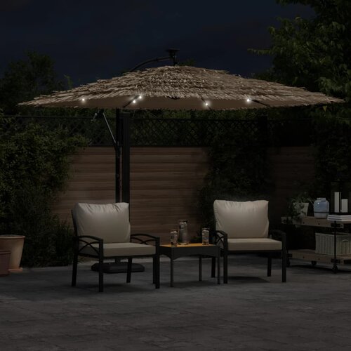  Vrtni suncobran LED s čeličnom &amp;scaron;ipkom smeđi 269x269x235 cm Slike