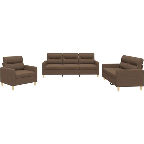  3-dijelni set sofa s jastucima smeđi od tkanine Slike
