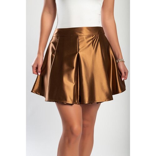 Fenzy Elegantna Mini Suknja Od Imitacije Satena, Smeđe Boje Slike