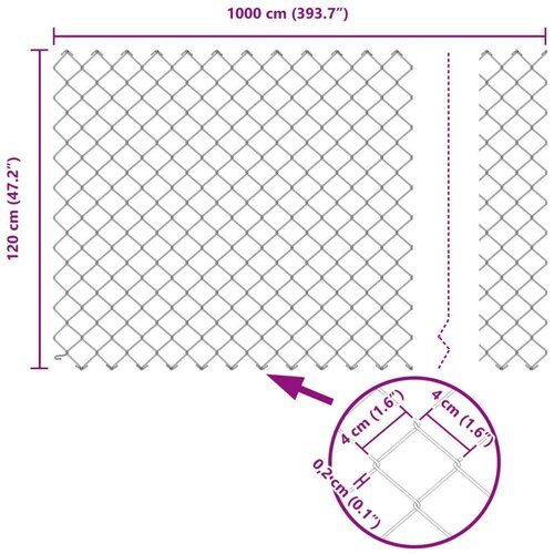 VidaXL Ograda sa Lancem 1.2x10 m Galvanizirani Čelik Slike