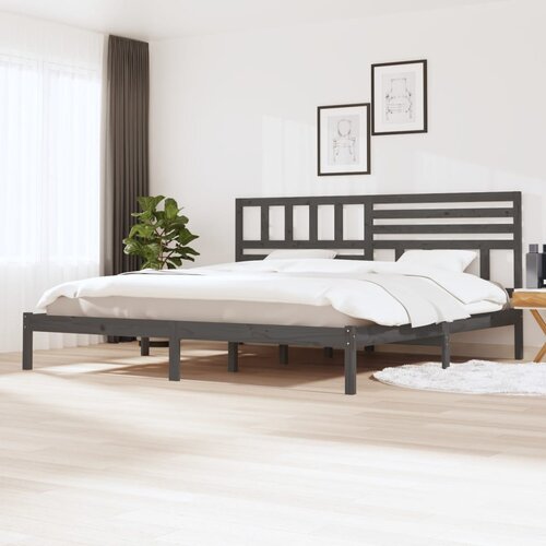 VidaXL posteljni okvir siv iz borovine 200x200 cm Slike