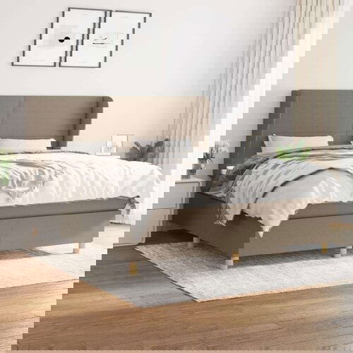  Box spring postelja z vzmetnico taupe 180x200 cm blago, (20791157) Cene