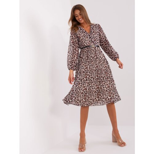 Fashion Hunters White and black leopard print dress with belt Slike