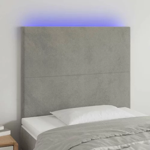  LED posteljno vzglavje svetlo sivo 90x5x118/128 cm žamet, (20793722)