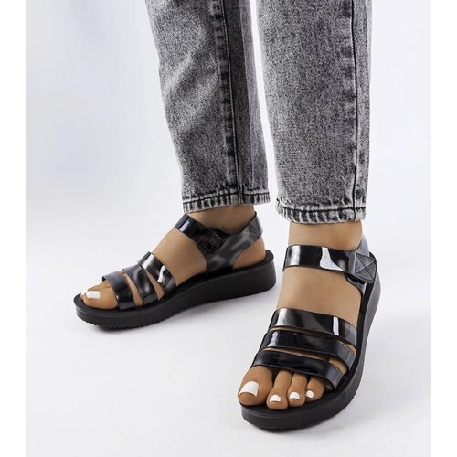 Gemre Black patent wedge sandals Covillon Cene