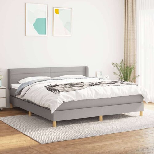  Krevet box spring s madracem svjetlosiva 160x200 cm tkanina Slike
