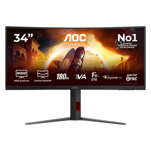 AOC G4 CU34G4CAP računalni monitor 86,4 cm (34") 3440 x 1440 pikseli UltraWide Quad HD LCD Crno, Crveno Cijene