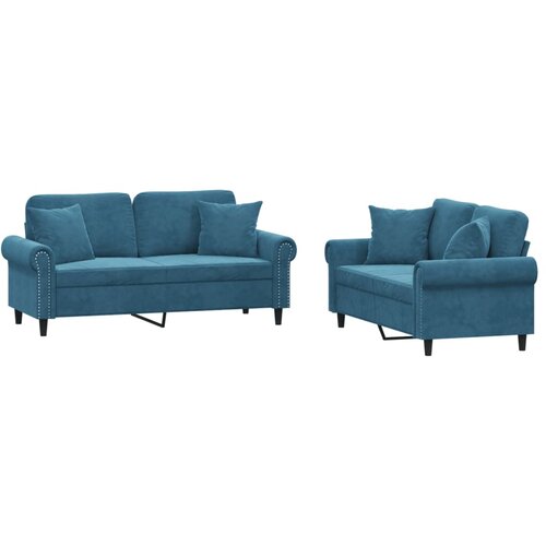 vidaXL 2-dijelni set sofa s jastucima plavi bar&scaron;unasti Cijene