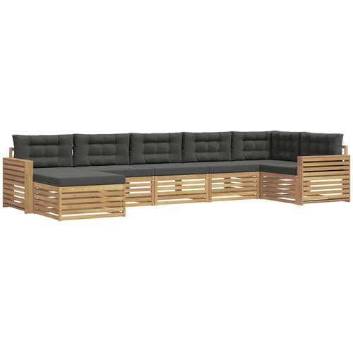  Set vanjskih sofa 7 kom. Bijela i antracit Smeđa 410 x 172,5 x 73 cm Slike