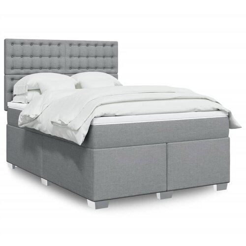 VidaXL Krevet box spring s madracem svjetlosiva 160x200 cm tkanina Slike