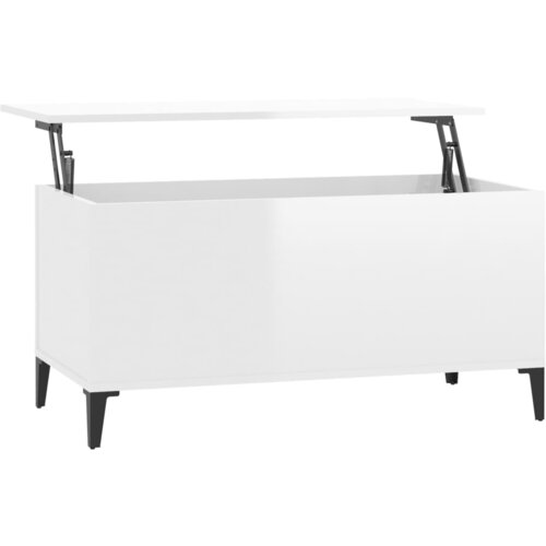 Maison Chic Klubska mizica - kavna mizica - Nizka mizica visok sijaj bela 90x44,5x45 cm inženirski les, (21752119) Slike