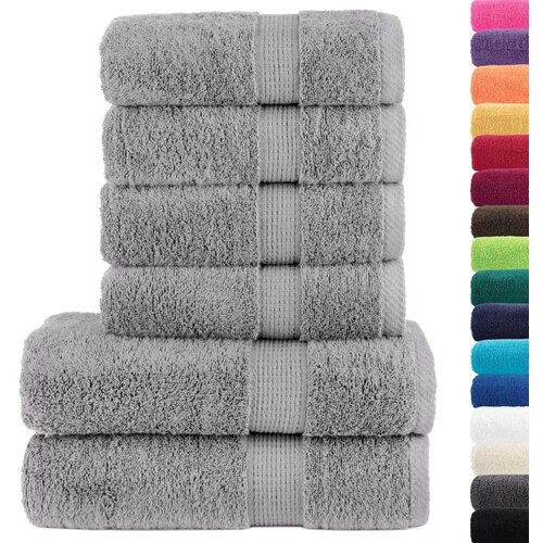 vidaXL Komplet brisač iz bombaža 6-delni siva 600gsm 100% bombaž Cene