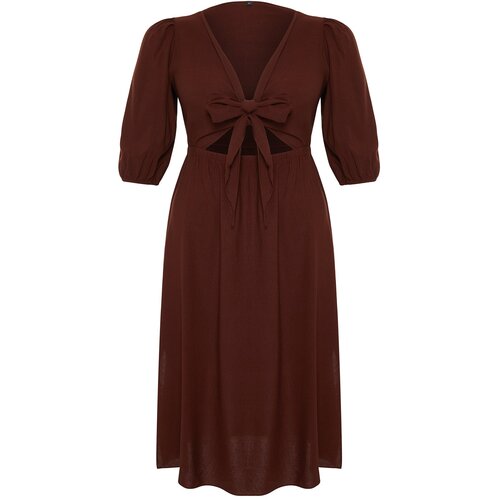 Trendyol Curve Brown A-line Woven Dress Slike