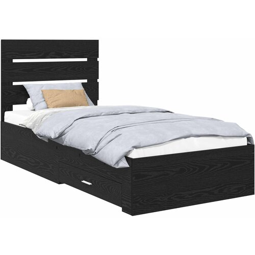 vidaXL konstrukcija postelje s predalom črna orehovina 90 x 200 cm, (5000113656) Cene