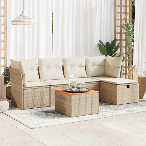 vidaXL 6-dijelni set vrtnih sofa s jastucima bež od poliratana Cijene