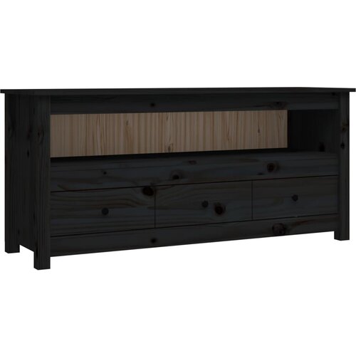 Maison Chic TV omarica - TV enota - Televizijska omarica črna 114x35x52 cm trdna borovina, (21699968) Slike