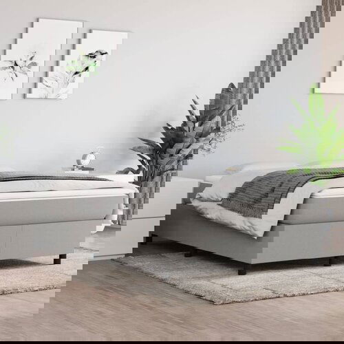The Living Store Posteljni okvir svetlo siv 140x190 cm blago - Box Spring Posteljni Okvir, (21520371) Slike