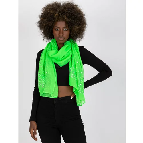 Fashion Hunters Fluo green scarf with an application of rhinestones