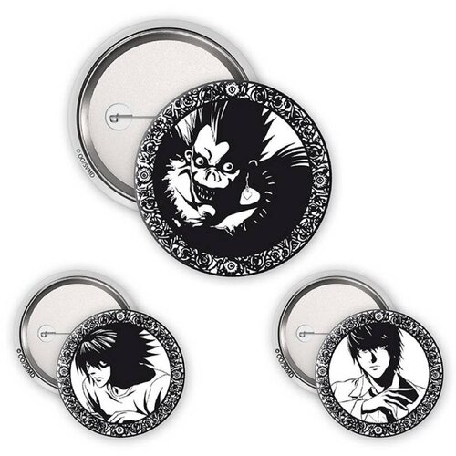 Abystyle Badge - Death Note - Light, L, Ryuk - Badge Pack Cene