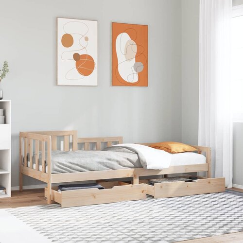 vidaXL Dnevna postelja s predali 90x200 cm trdna borovina Cene