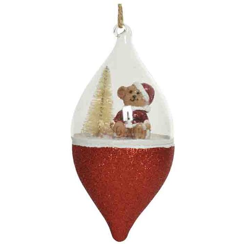  Stakleni ukras meda i jelka crveni Cene