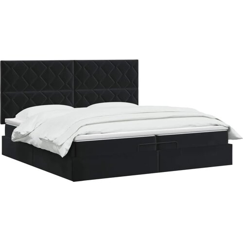  Krevet od pjene s madracem i LED-om Crna 200 x 200 cm Bar&amp;scaron;un - Crna 200 x 200 cm Dizajn s rombovima Slike