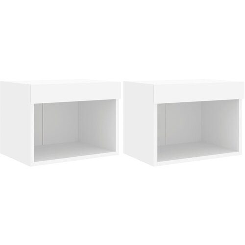 Maison Chic Stenski Dvo delni komplet Nočne omarice - Nočne mize z LED lučkami bela, (21687916) Slike