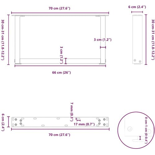  Noge za klub stolić U-oblik 2 kom Prirodni čelik 70 x (30-31) cm Čelik - Prirodna 70 x (30-31) cm 2 1 Slike