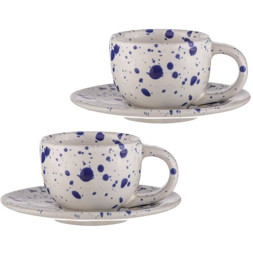 Ladelle Bijelo-plave &amp;scaron;alice u setu 2 kom za espresso od kamenine 100 ml Carnival &amp;ndash; Slike