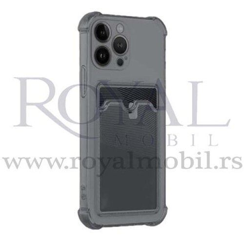  silikonska futrola clear sa džepićem za iphone 14 plus (6.7) siva Slike