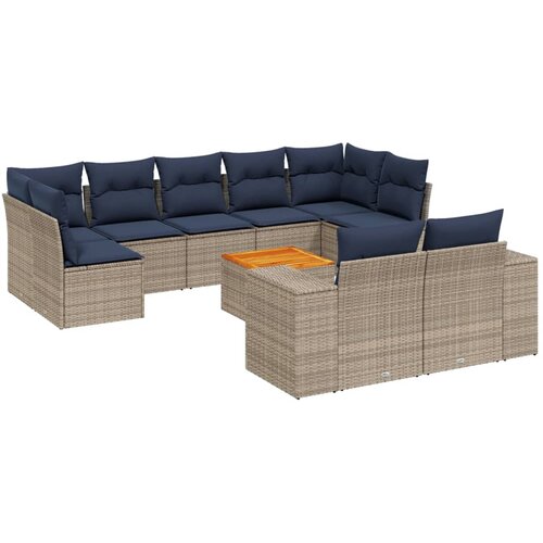 vidaXL Vrtni set od 10 dijelova s jastucima sivi poliratan - Siva 2x corner + 5x middle + table + 2x sofa 1 Cene