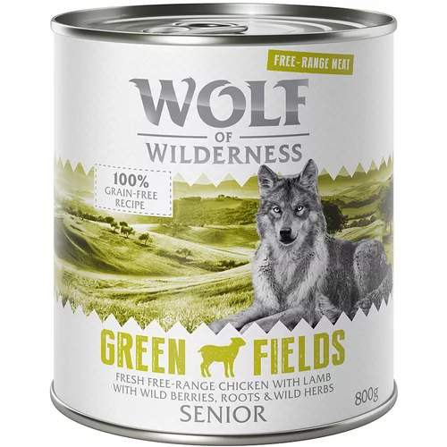 Wolf of Wilderness Senior "Free-Range Meat" 6 x 800 g - Green Fields - jagnjetina & piščanec iz proste reje