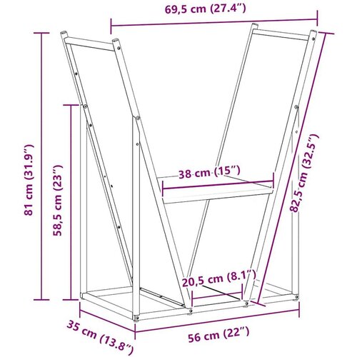  Stalak za drva 69 5x35x81 cm hladno valjani čelik Slike