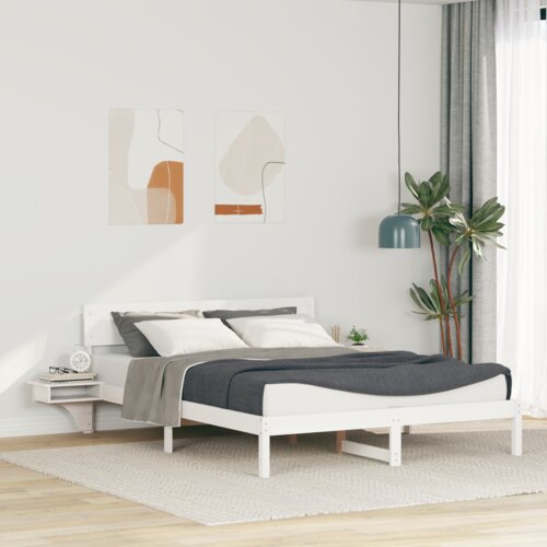 VidaXL Krevet s okvirima i noćnim ormarićima Bijelo 150 x 200 cm Slike